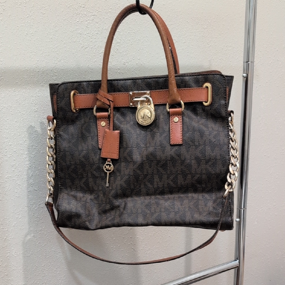 Michael Kors Dark Brown and Tan Handbag